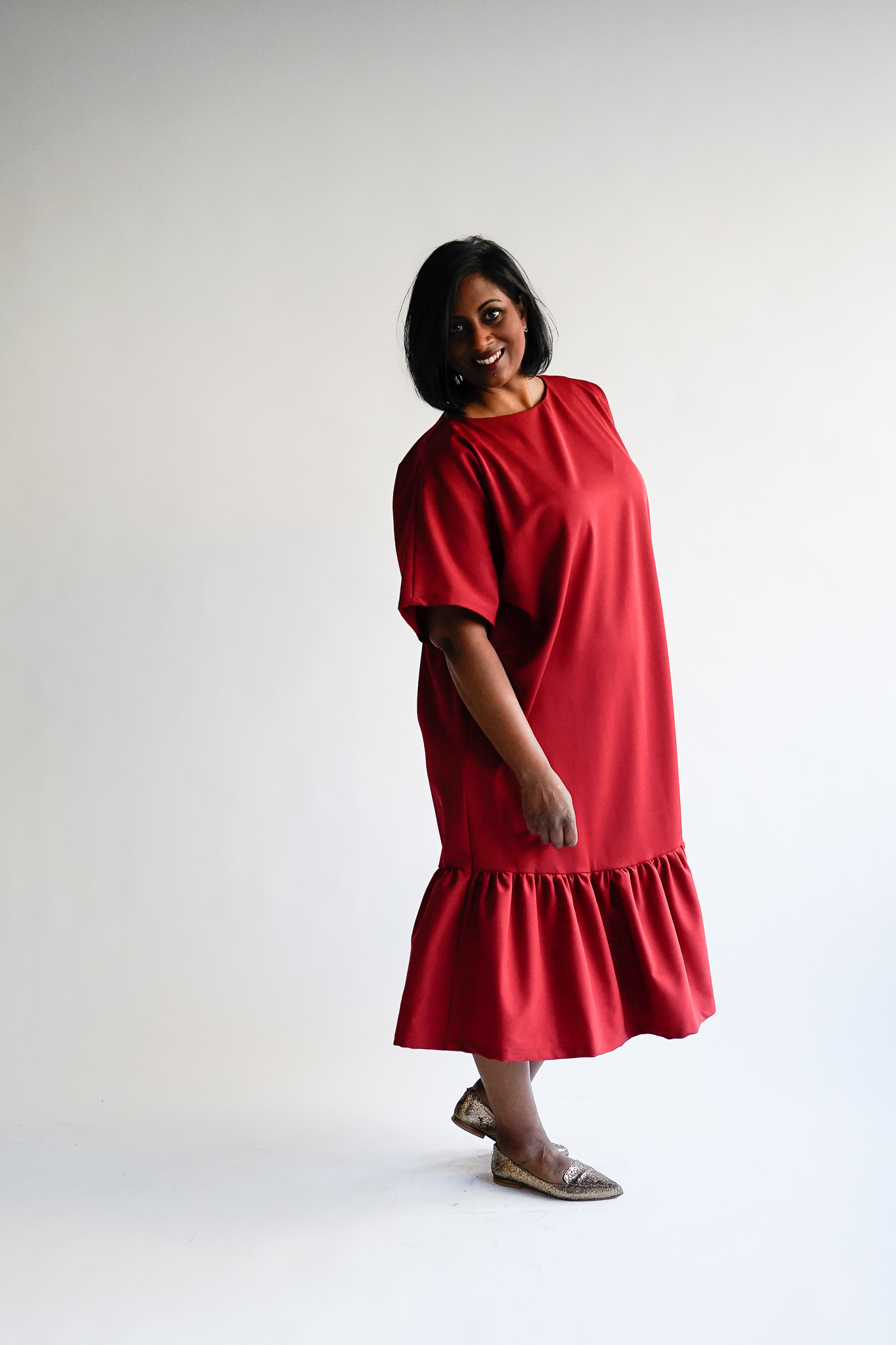 Rubino 100 % wool t-shirt ruffle dress - Image 3
