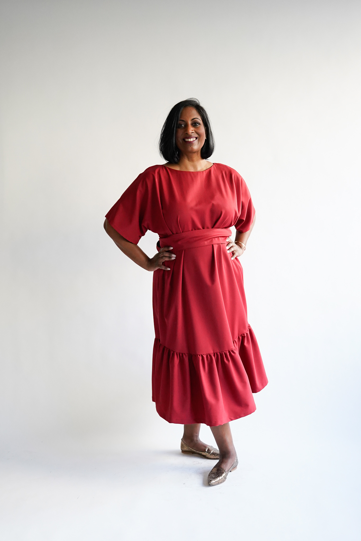 Rubino 100 % wool t-shirt ruffle dress