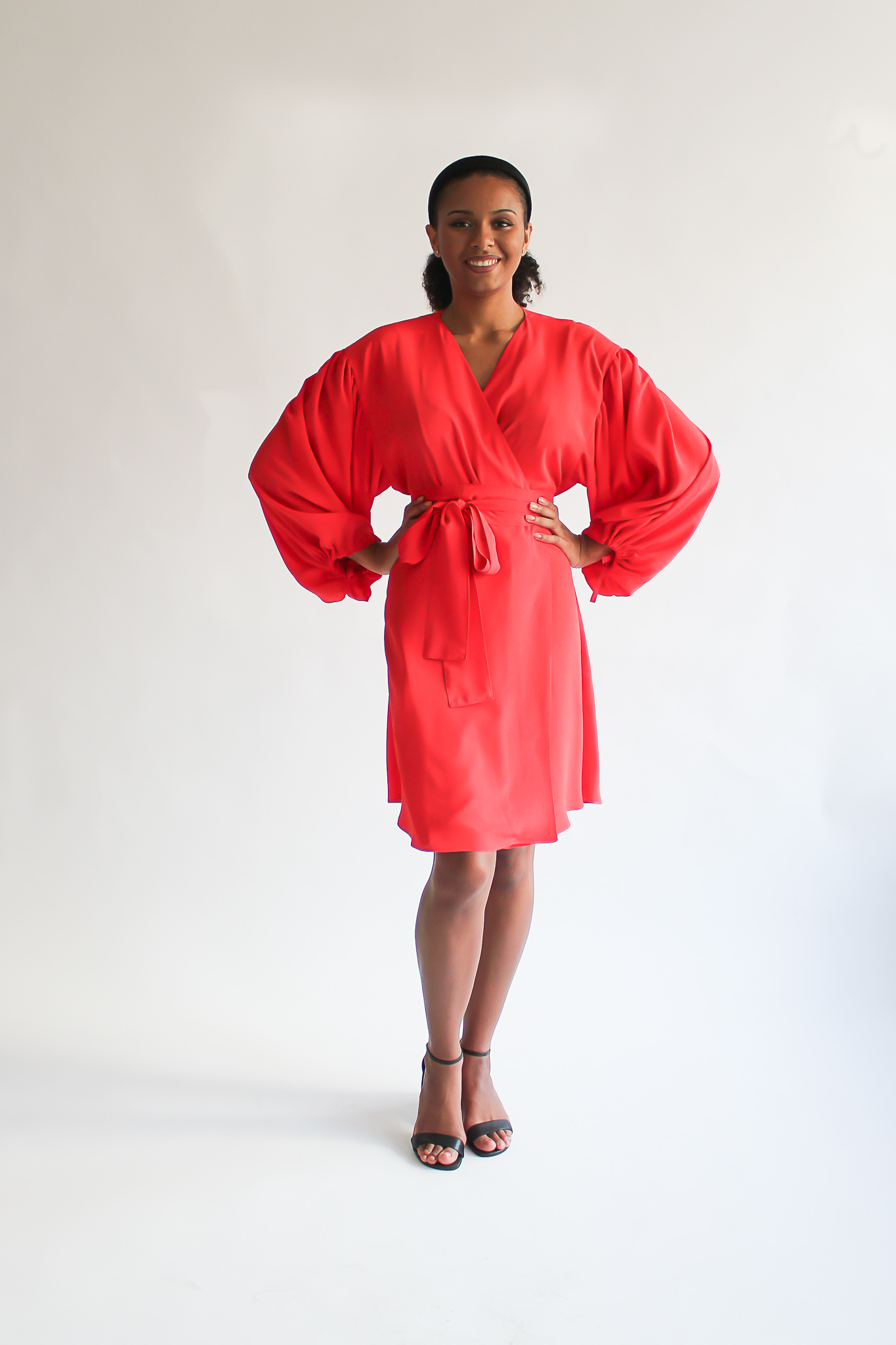 Pomodoro puff sleeve mini wrap dress - Image 3