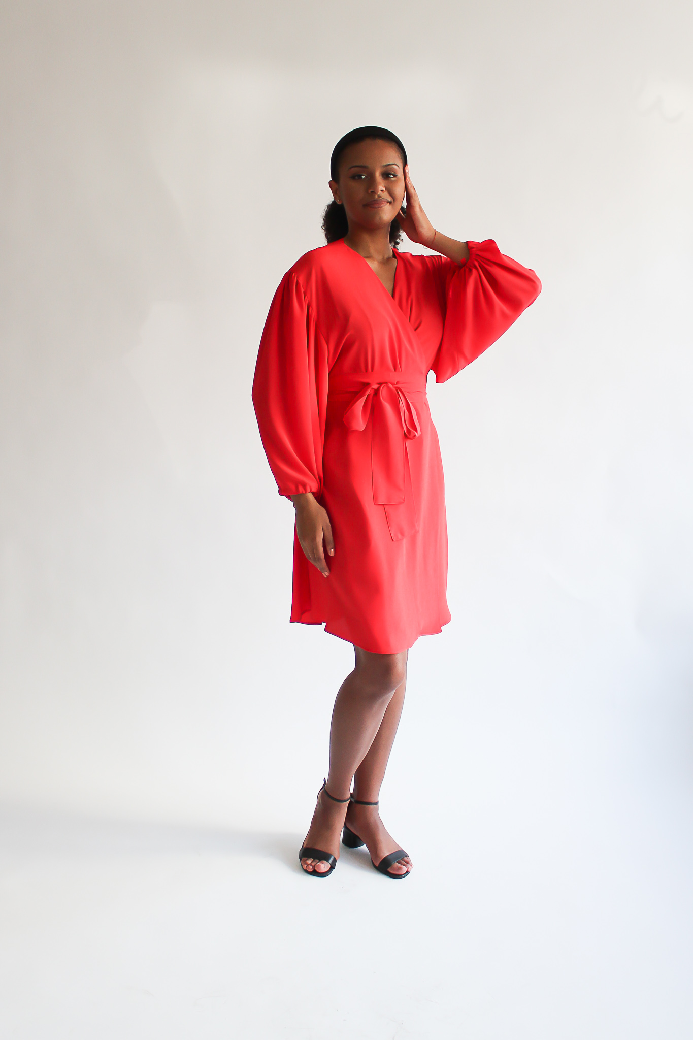 Pomodoro puff sleeve mini wrap dress - Image 4