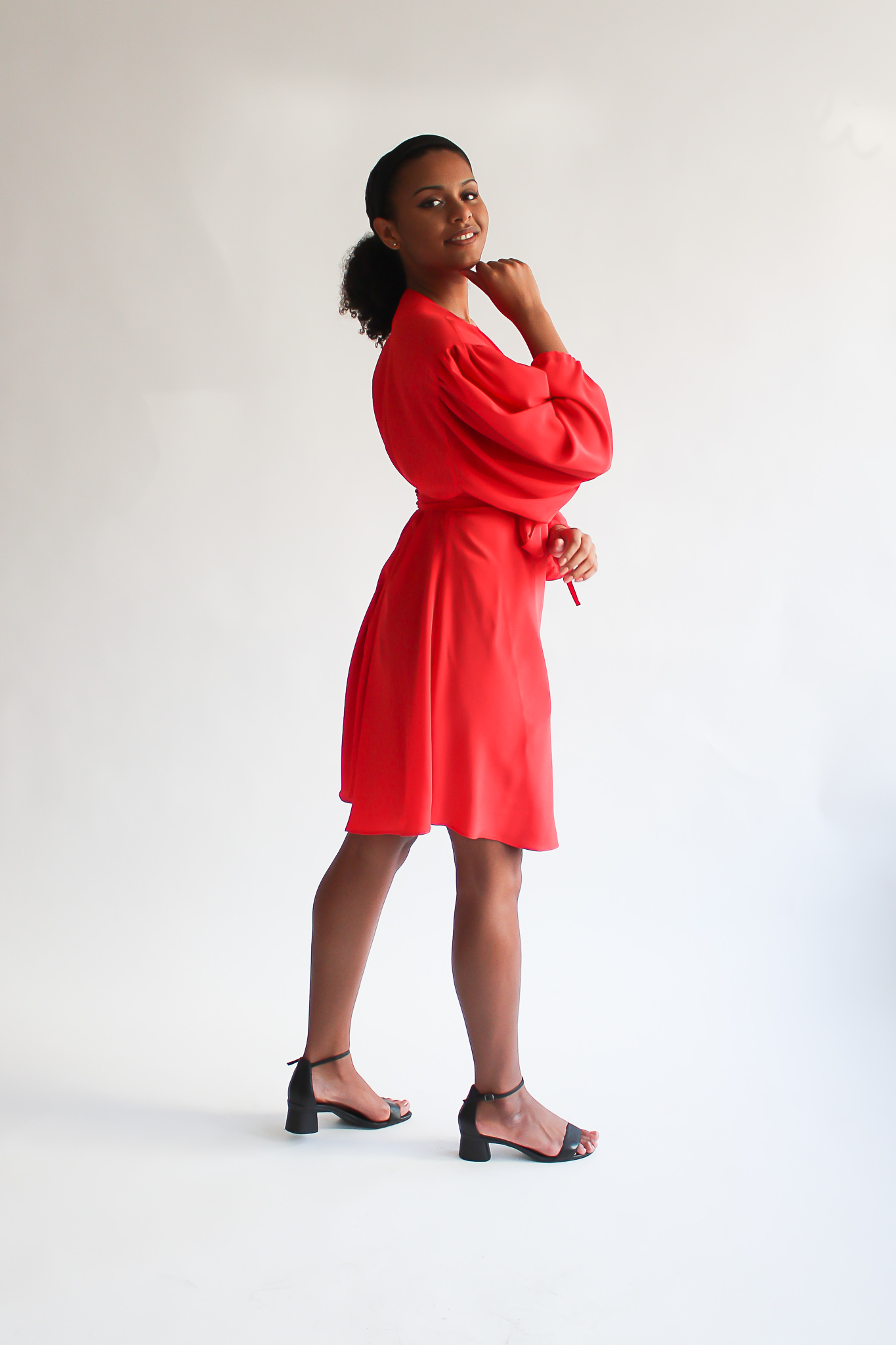 Pomodoro puff sleeve mini wrap dress - Image 5