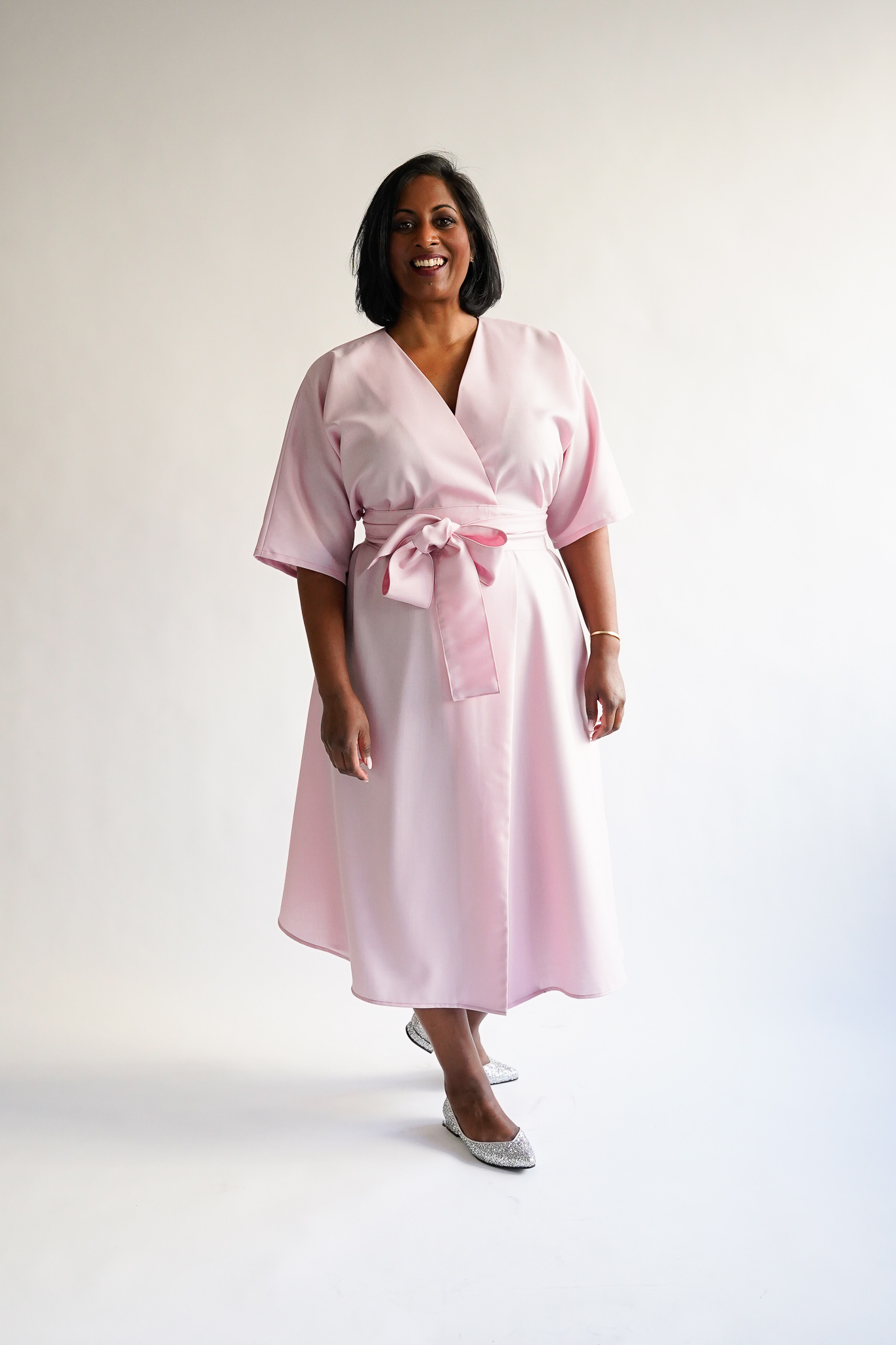 Peonia 100 % wool midi wrap dress