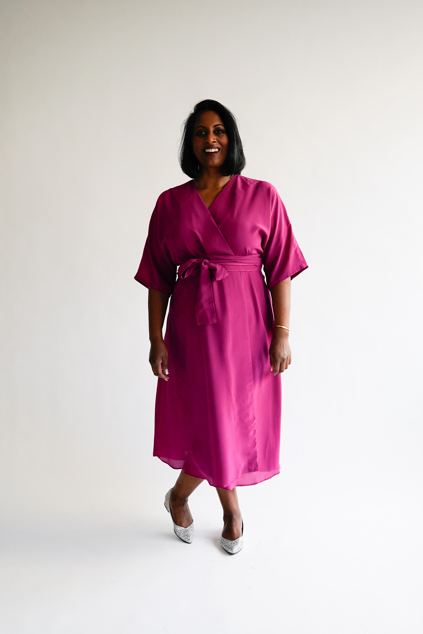 Ciliegia 100 % silk midi wrap dress - Image 10