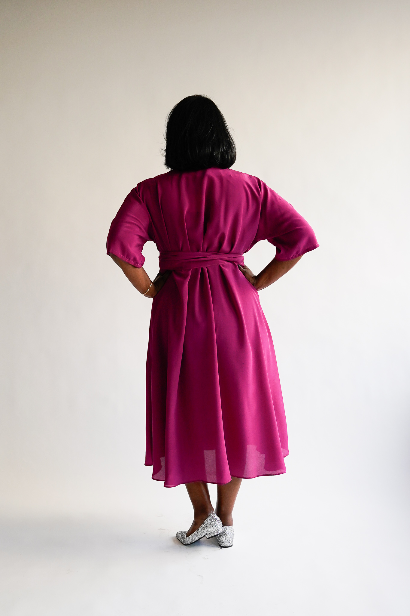Ciliegia 100 % silk midi wrap dress - Image 9