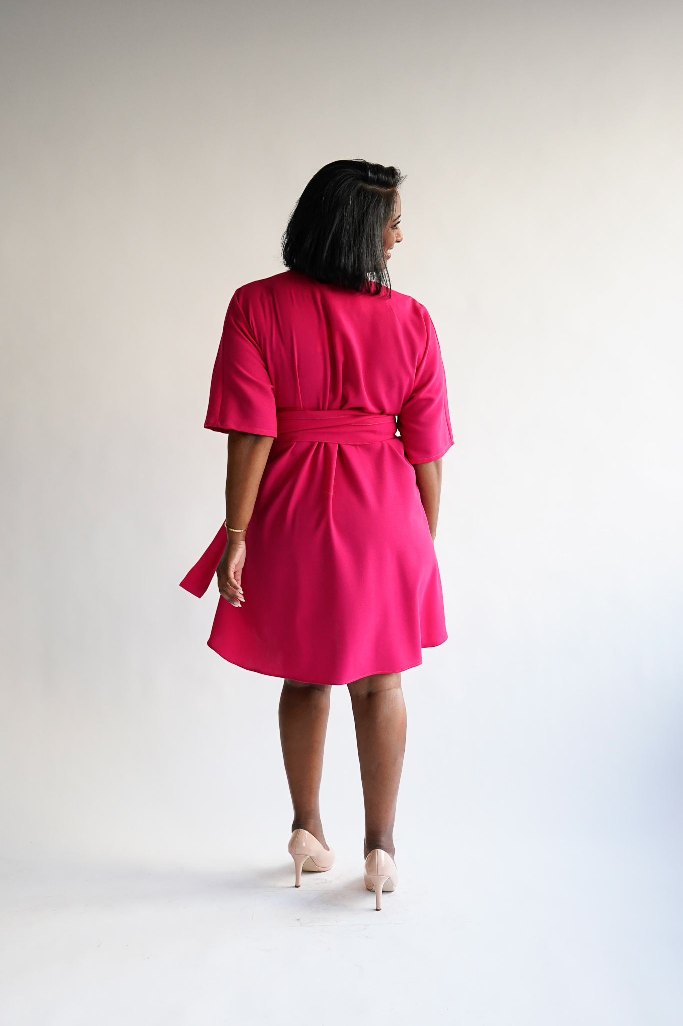 Rosa caldo 100 % wool mini wrap dress - Image 3