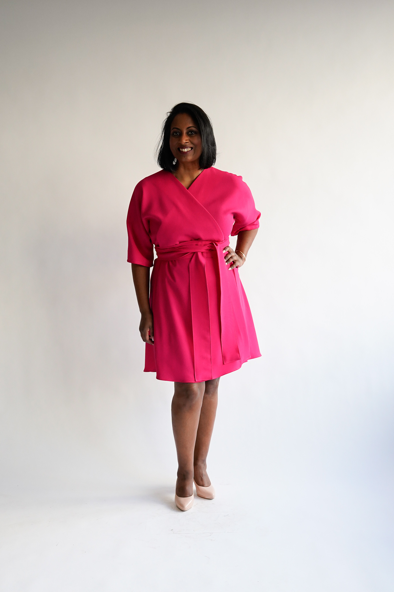 Rosa caldo 100 % wool mini wrap dress - Image 4