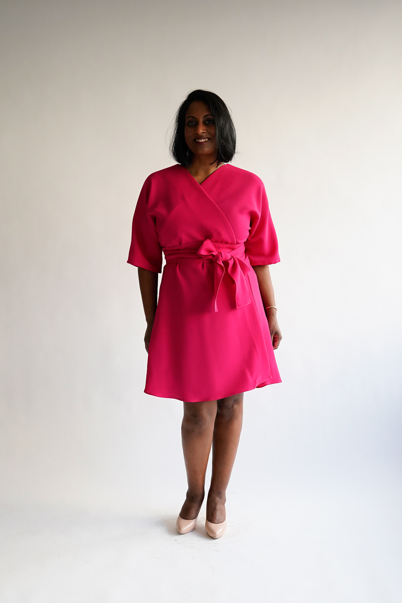 Rosa caldo 100 % wool mini wrap dress - Image 5