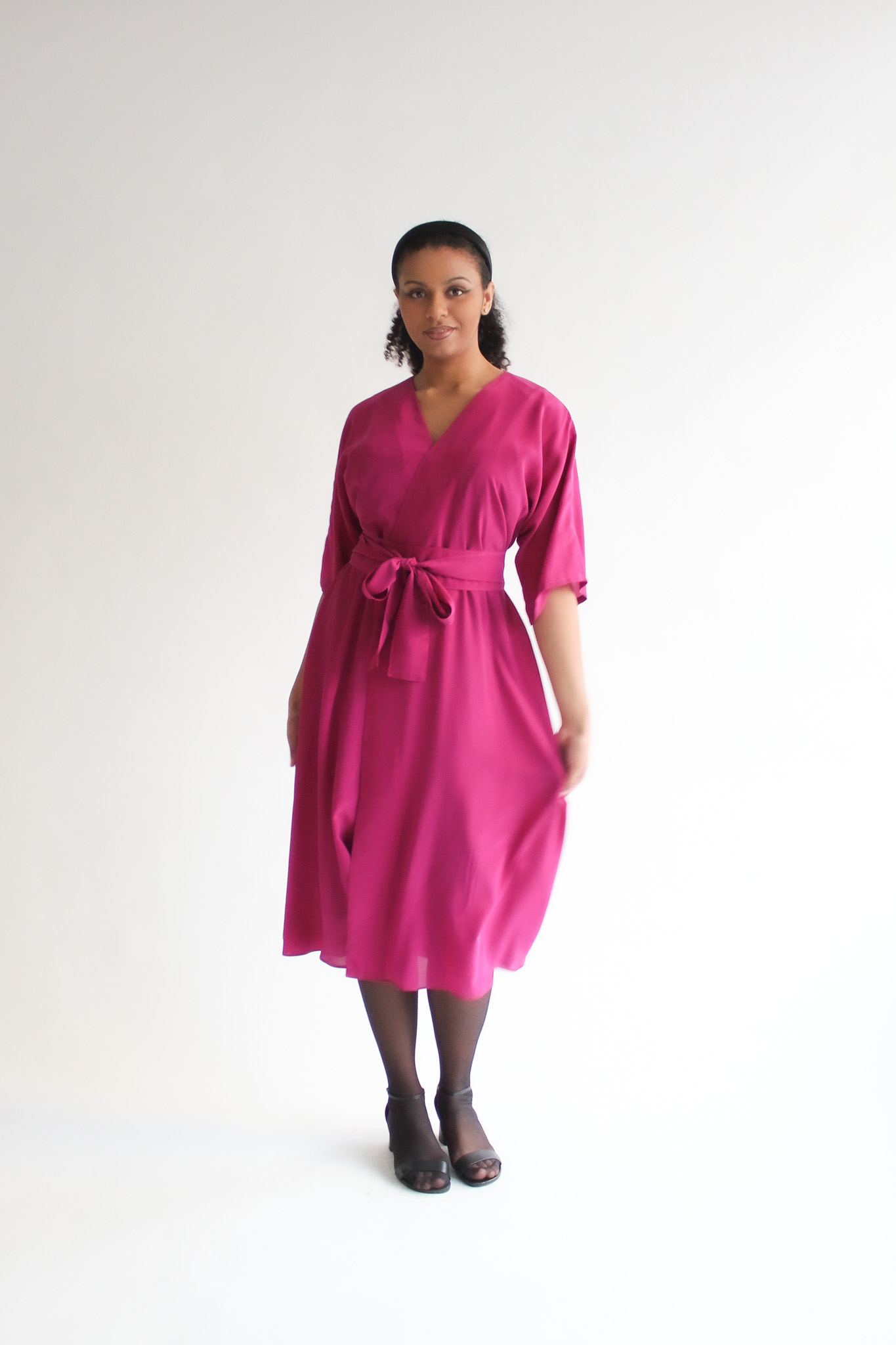 Ciliegia 100 % silk midi wrap dress - Image 4
