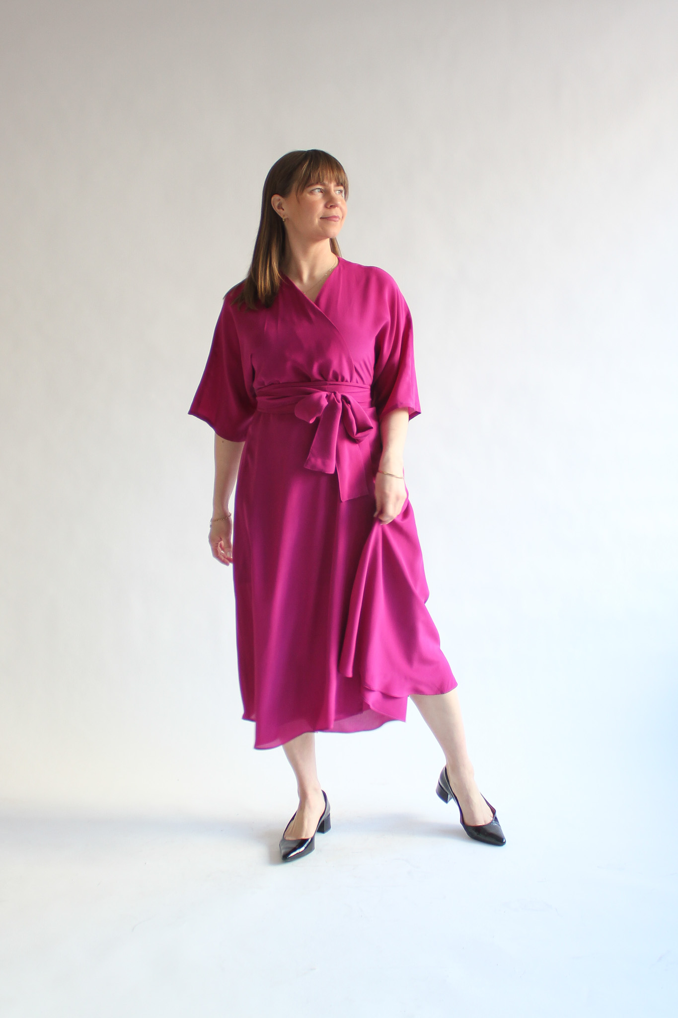 Ciliegia 100 % silk midi wrap dress