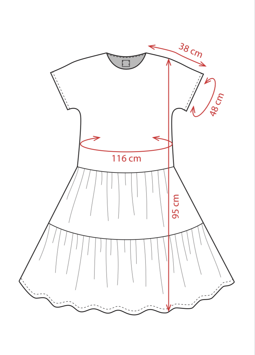 Fiore marrone 100 % viscose double ruffle dress - Image 9
