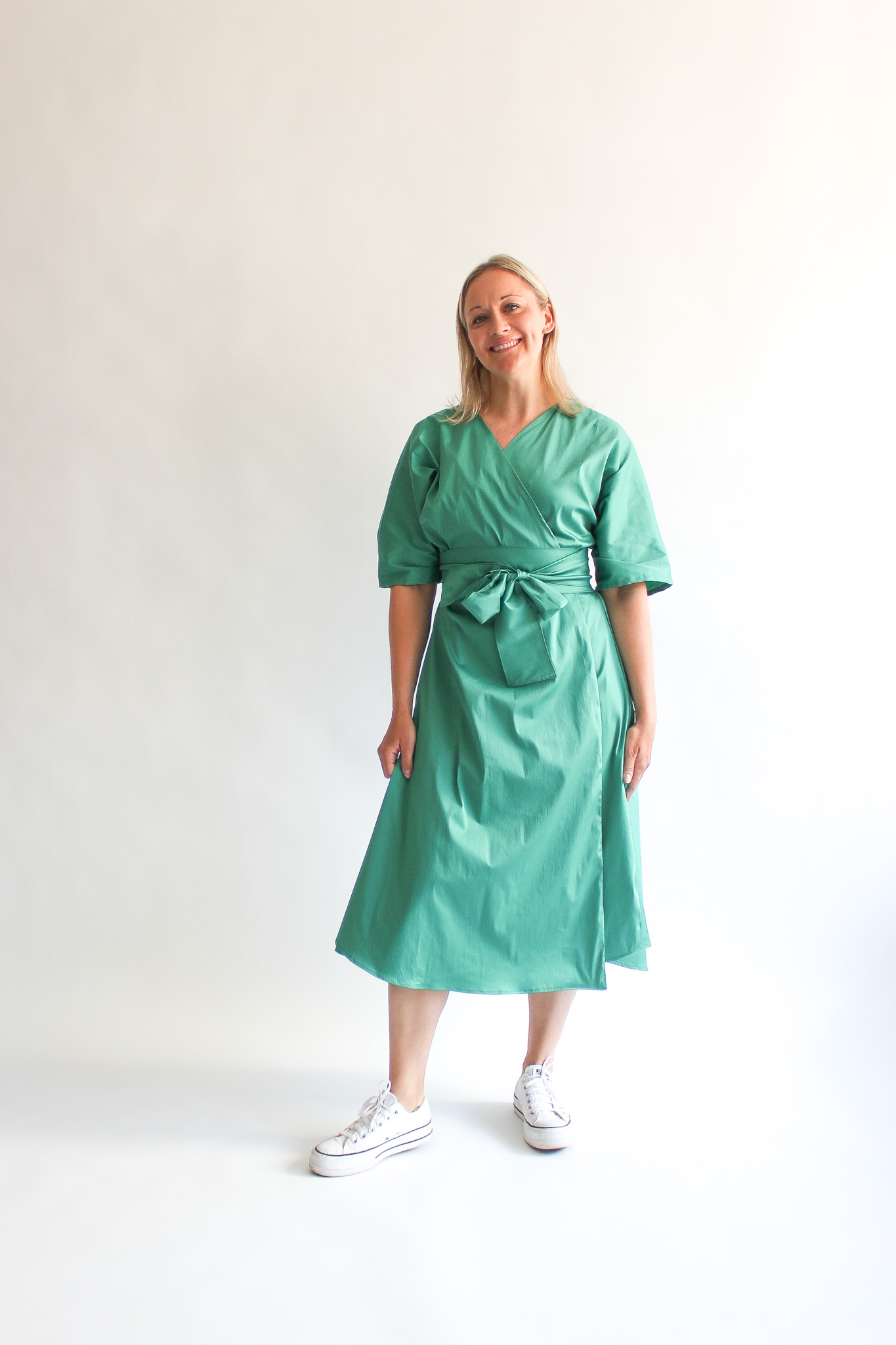 Verde midi cotton wrap dress