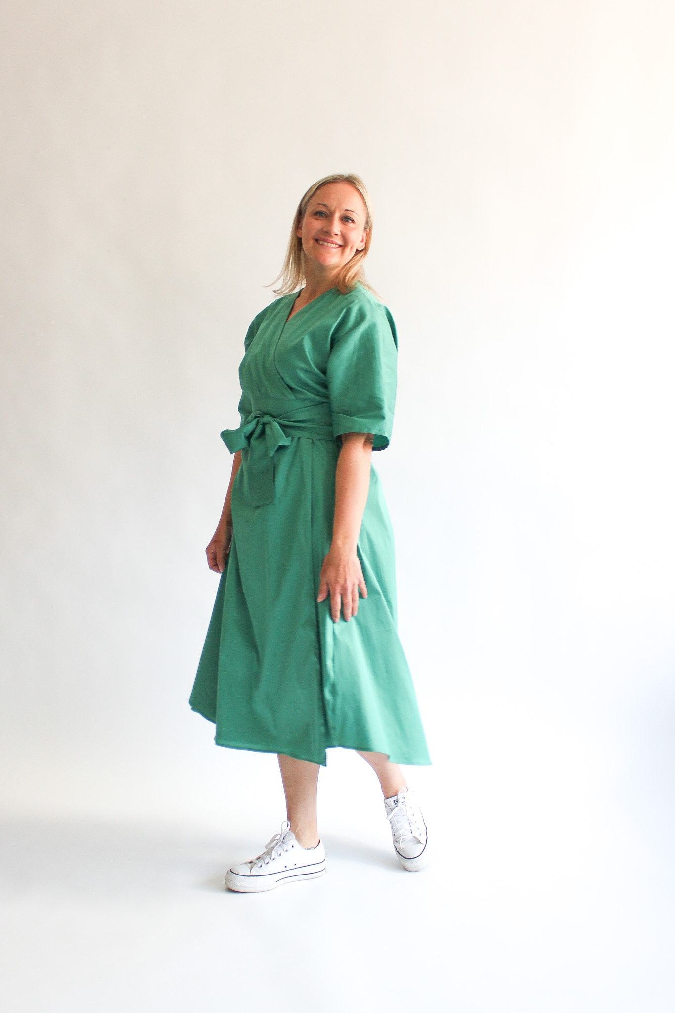 Verde midi cotton wrap dress - Image 3