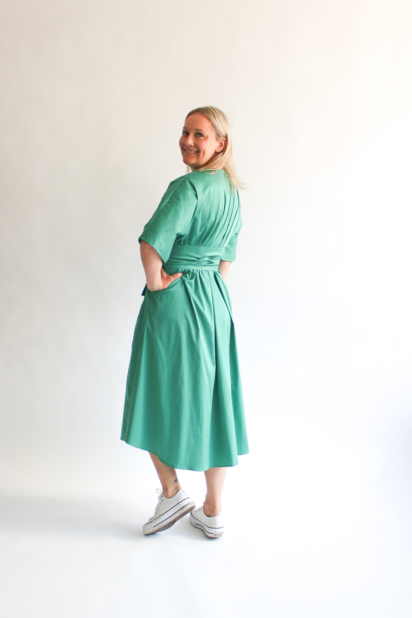 Verde midi cotton wrap dress - Image 4
