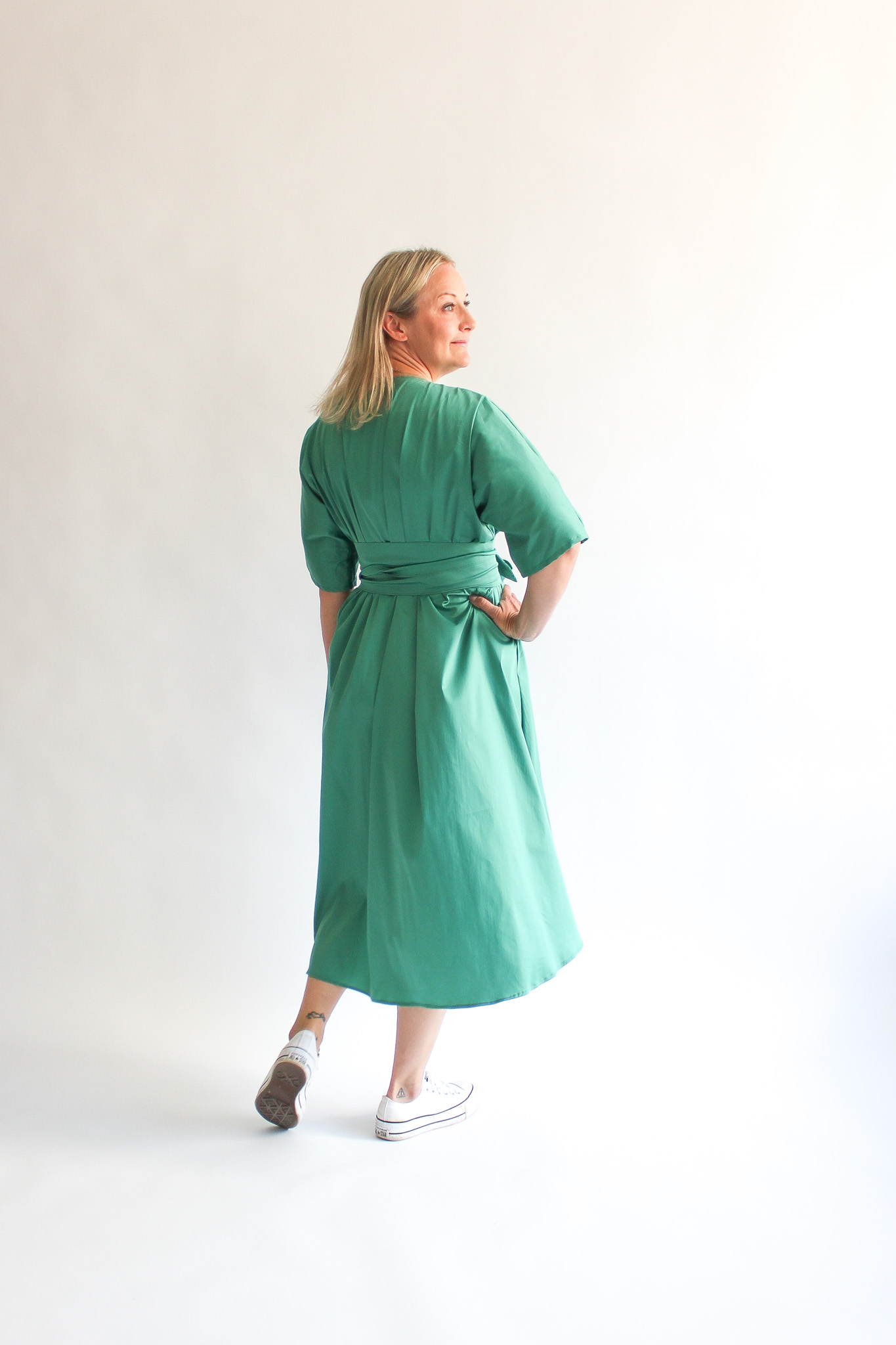Verde midi cotton wrap dress - Image 5