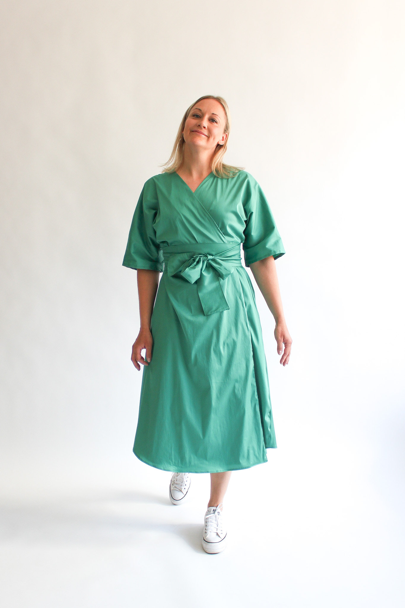 Verde midi cotton wrap dress - Image 6