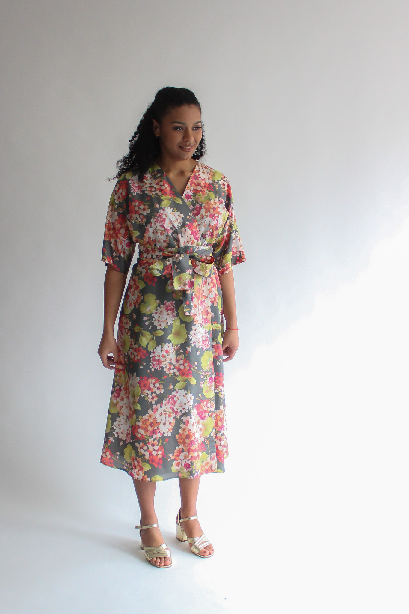 FIORE DI CILIEGIA silk midi wrap dress - Image 2
