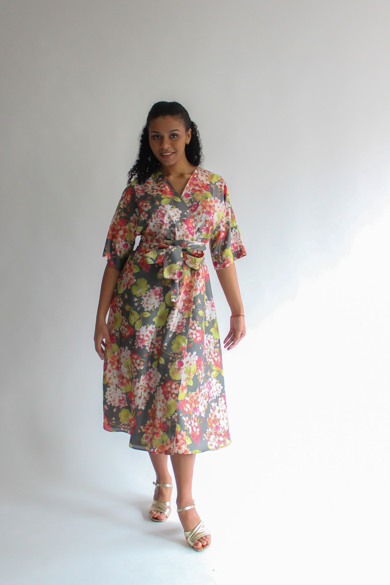 FIORE DI CILIEGIA silk midi wrap dress - Image 3