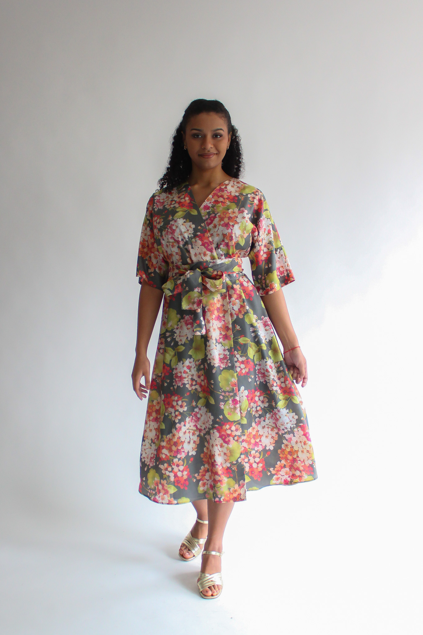 FIORE DI CILIEGIA silk midi wrap dress