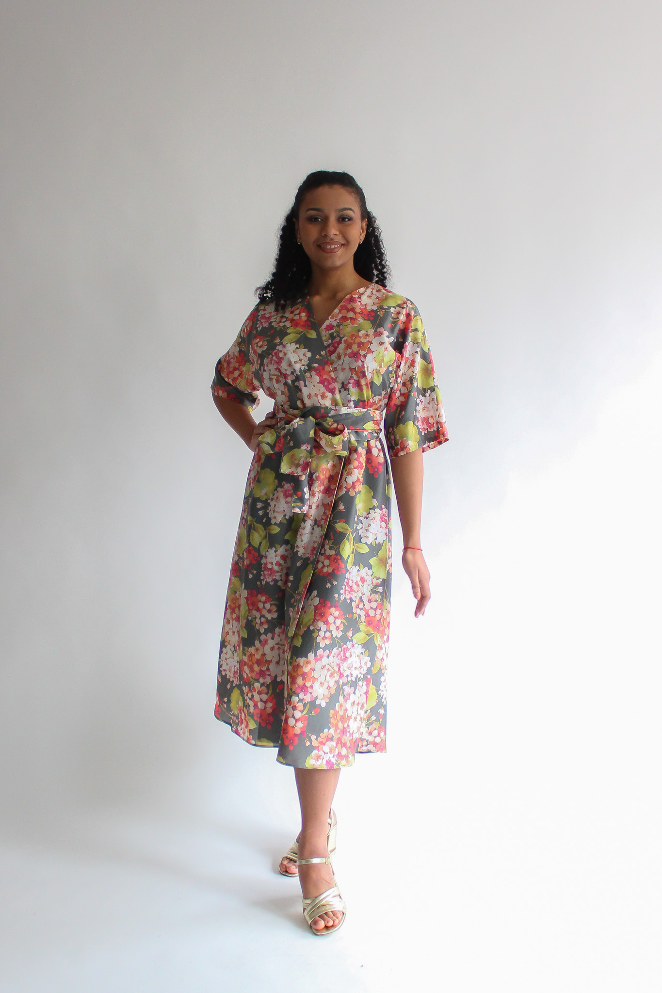 FIORE DI CILIEGIA silk midi wrap dress - Image 4