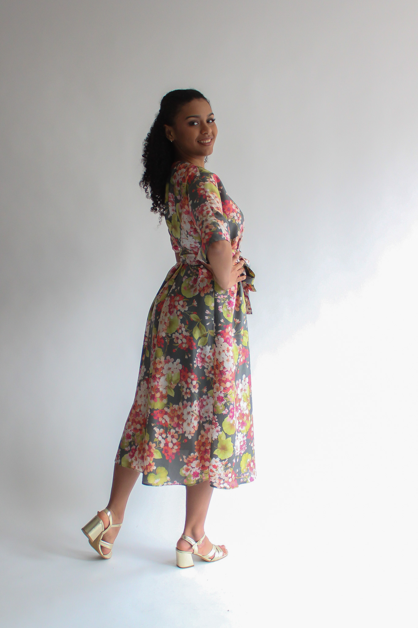 FIORE DI CILIEGIA silk midi wrap dress - Image 5