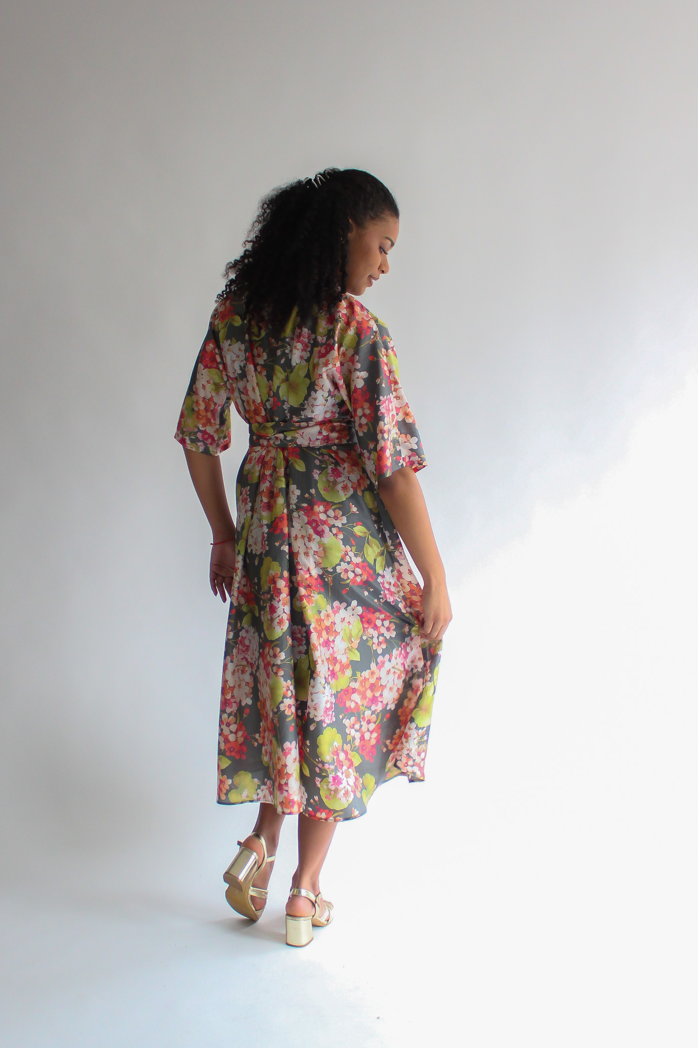 FIORE DI CILIEGIA silk midi wrap dress - Image 7