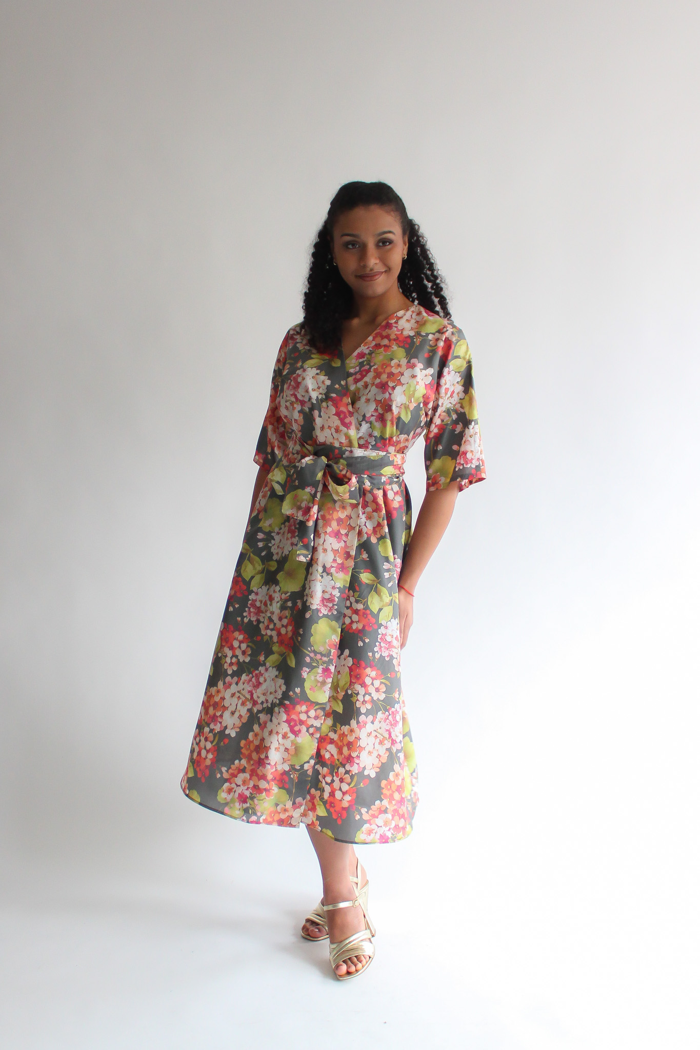 FIORE DI CILIEGIA silk midi wrap dress - Image 9