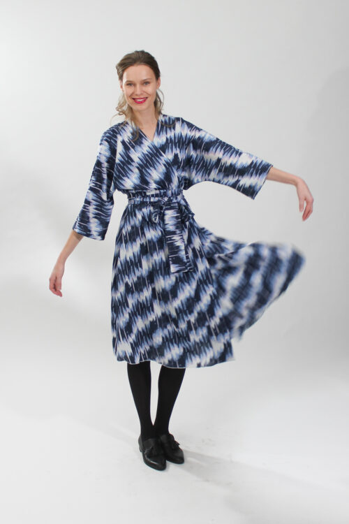 Astratta blu silk midi wrap dress