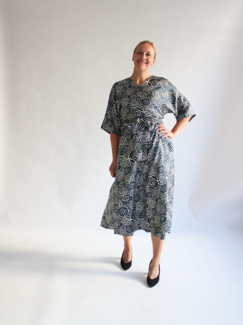 Diamante 100 % silk midi wrap dress