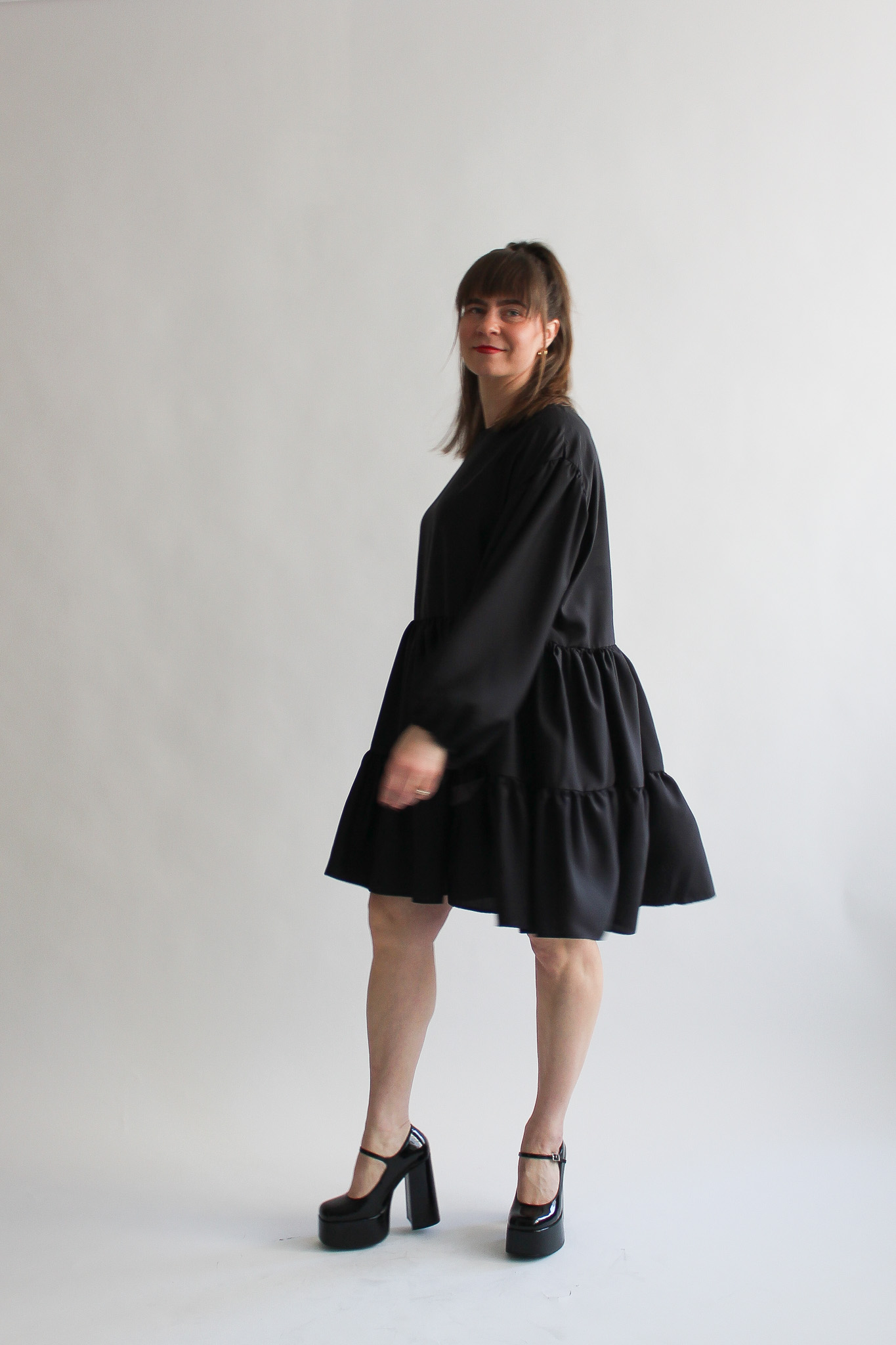 Nero silk puff sleeve double ruffle dress - Image 3