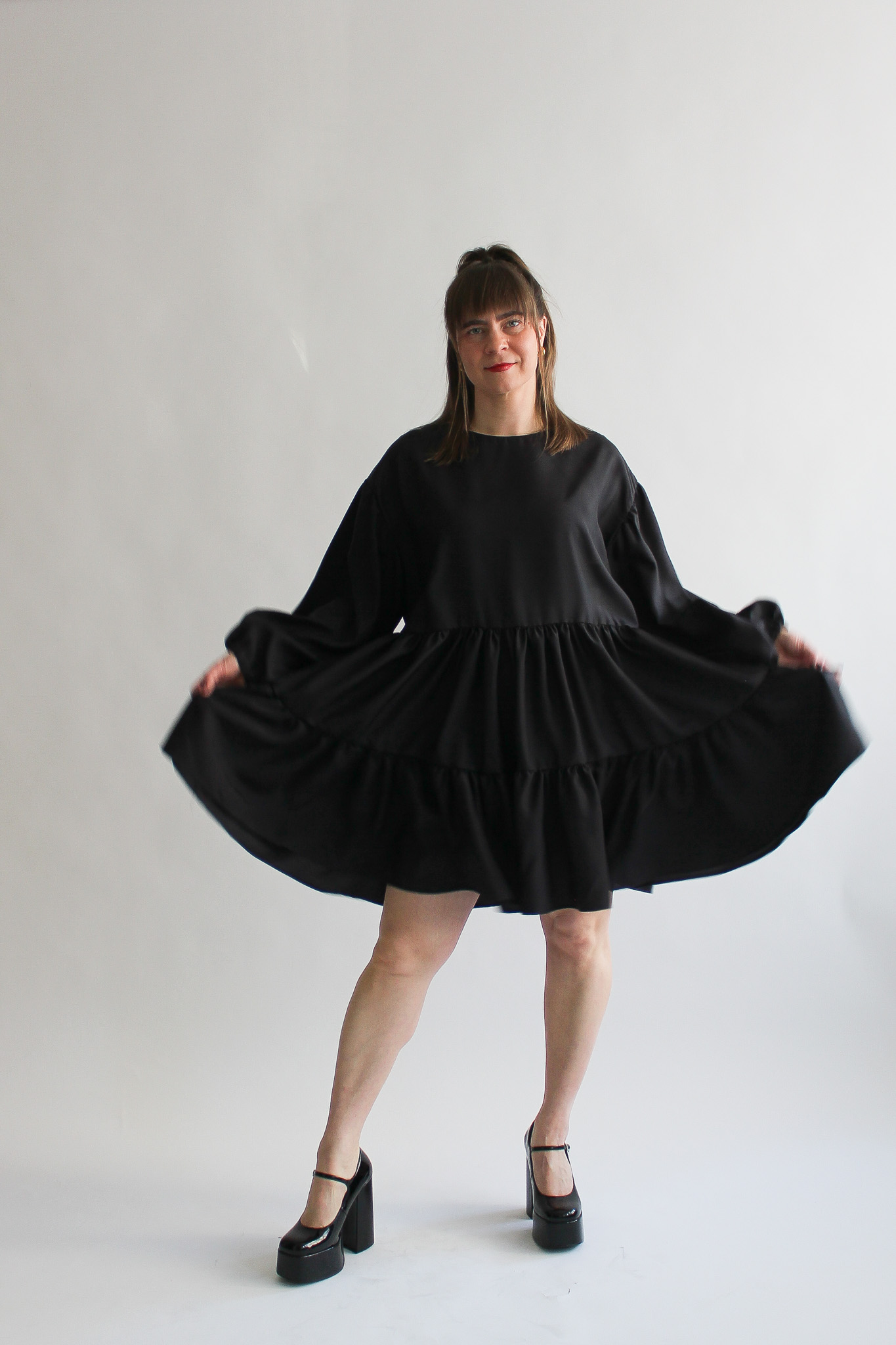 Nero silk puff sleeve double ruffle dress - Image 4