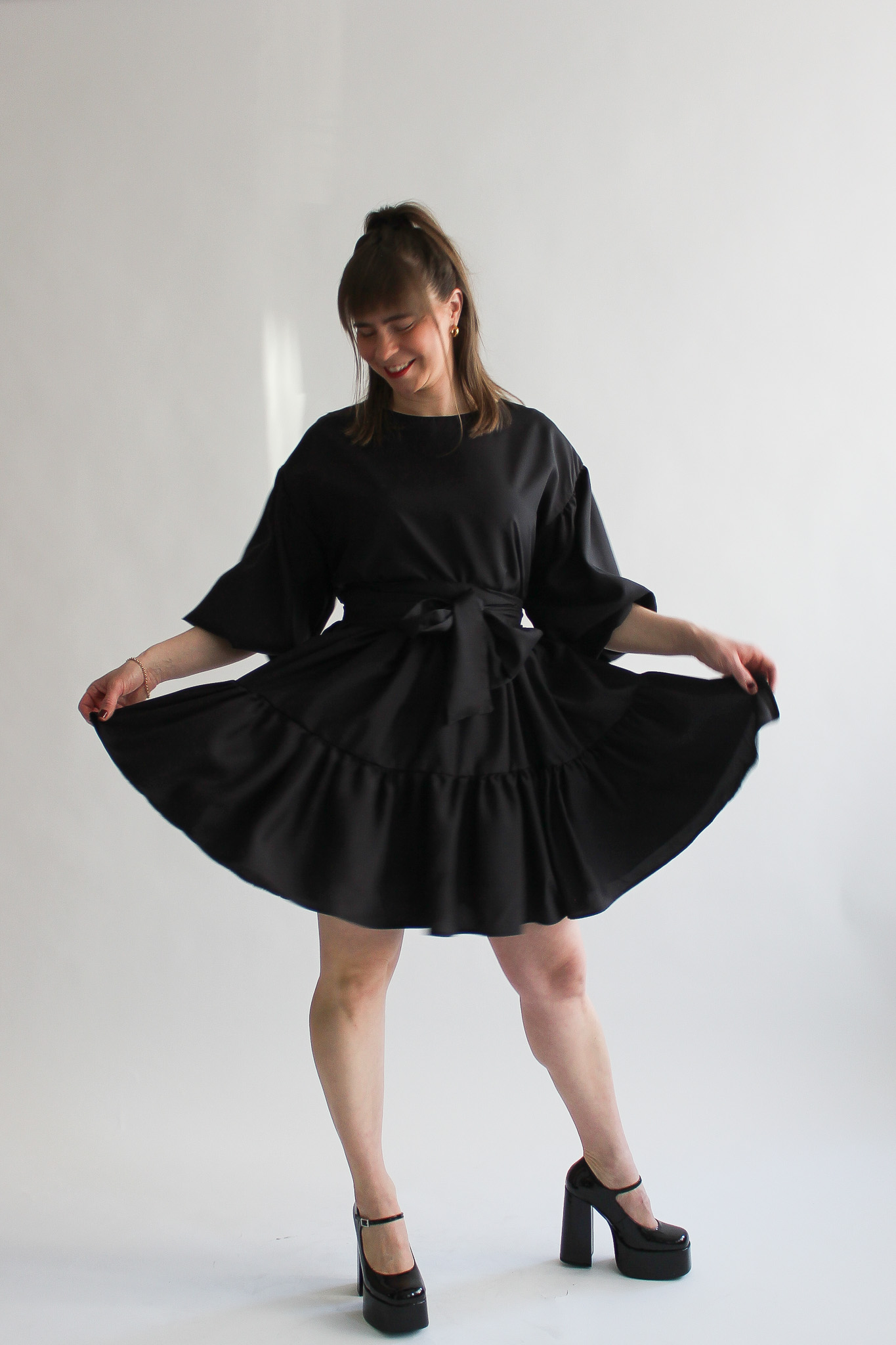 Nero silk puff sleeve double ruffle dress - Image 2
