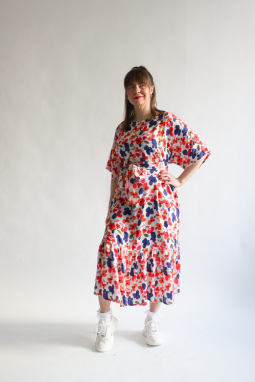 Fiore multicolore long t-shirt ruffle dress
