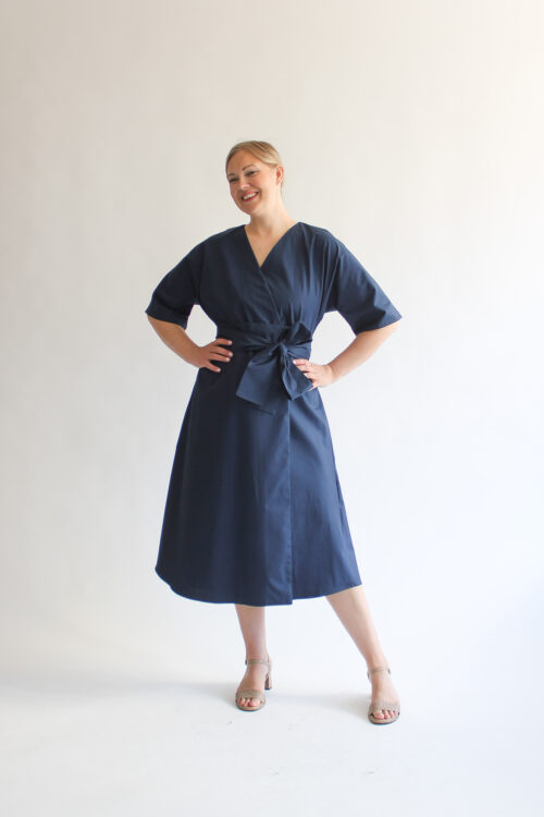 Marina cotton midi wrap dress