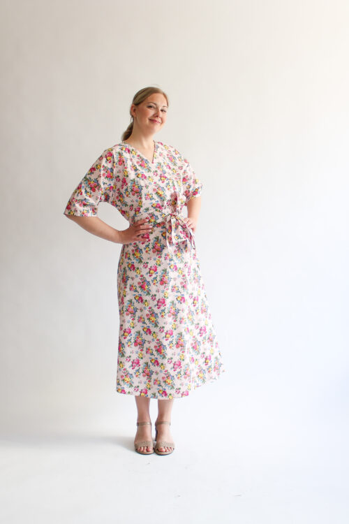 Rosa fiori maxi wrap dress