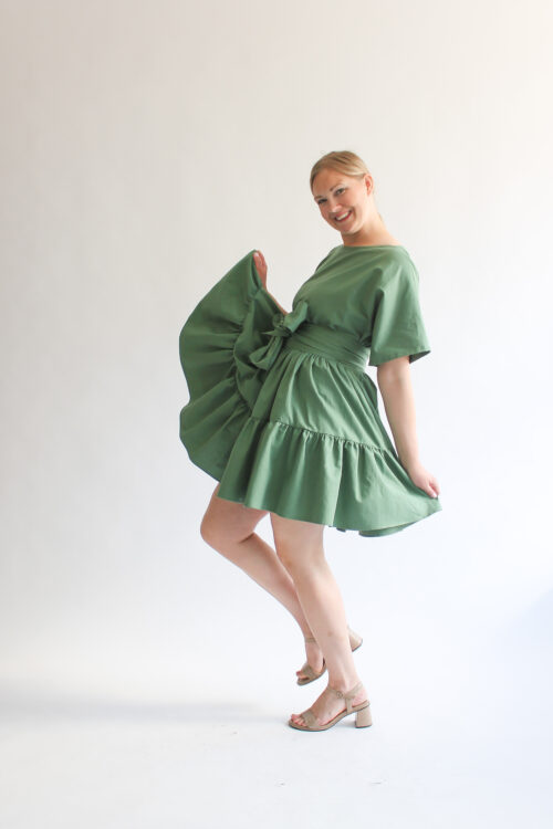 Verde tranquilla double ruffle dress