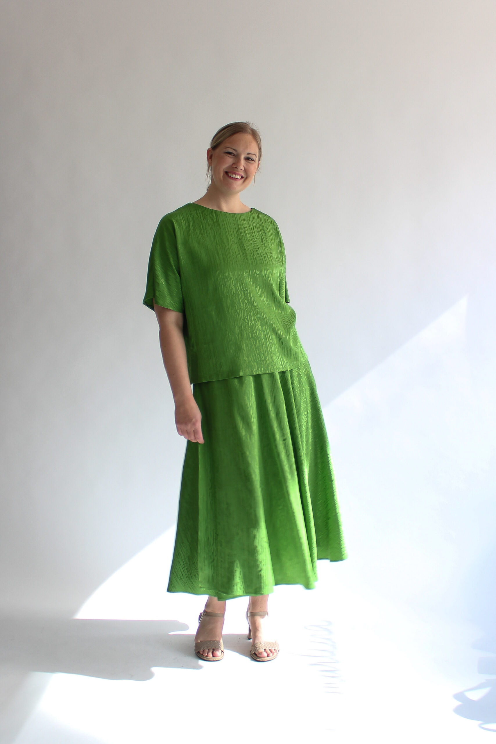 Verde tigre jacquard shirt + midi skirt combo - Image 6