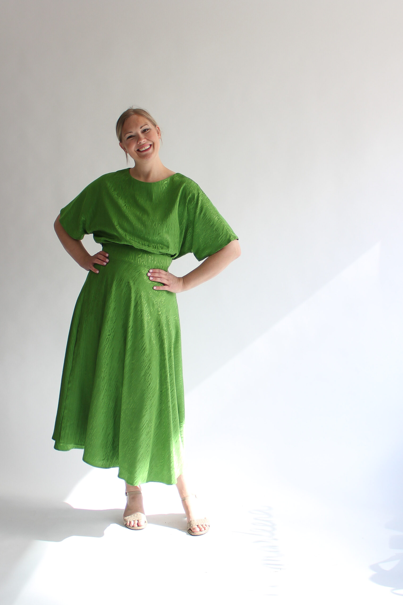 Verde tigre jacquard shirt + midi skirt combo - Image 2