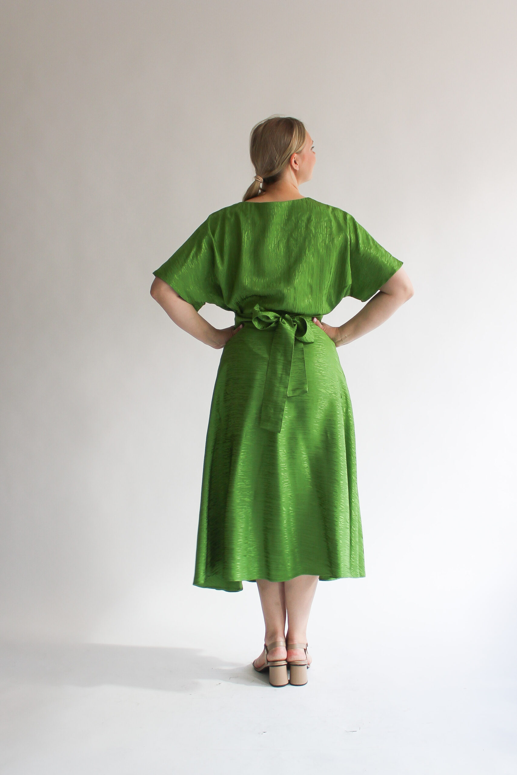 Verde tigre jacquard shirt + midi skirt combo - Image 5