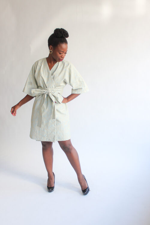 Azzurro jacquard kimono 90 cm