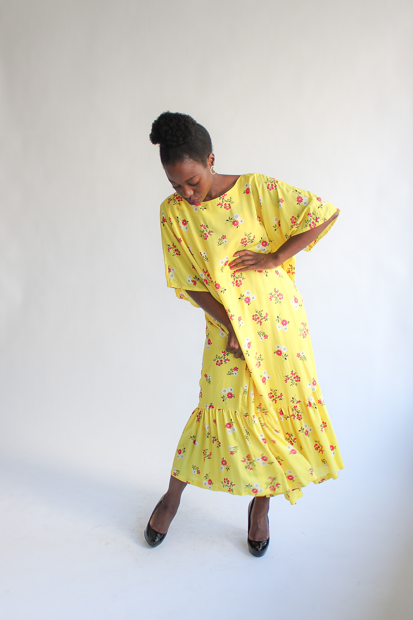 Giallo fiore long t-shirt ruffle dress - Image 2