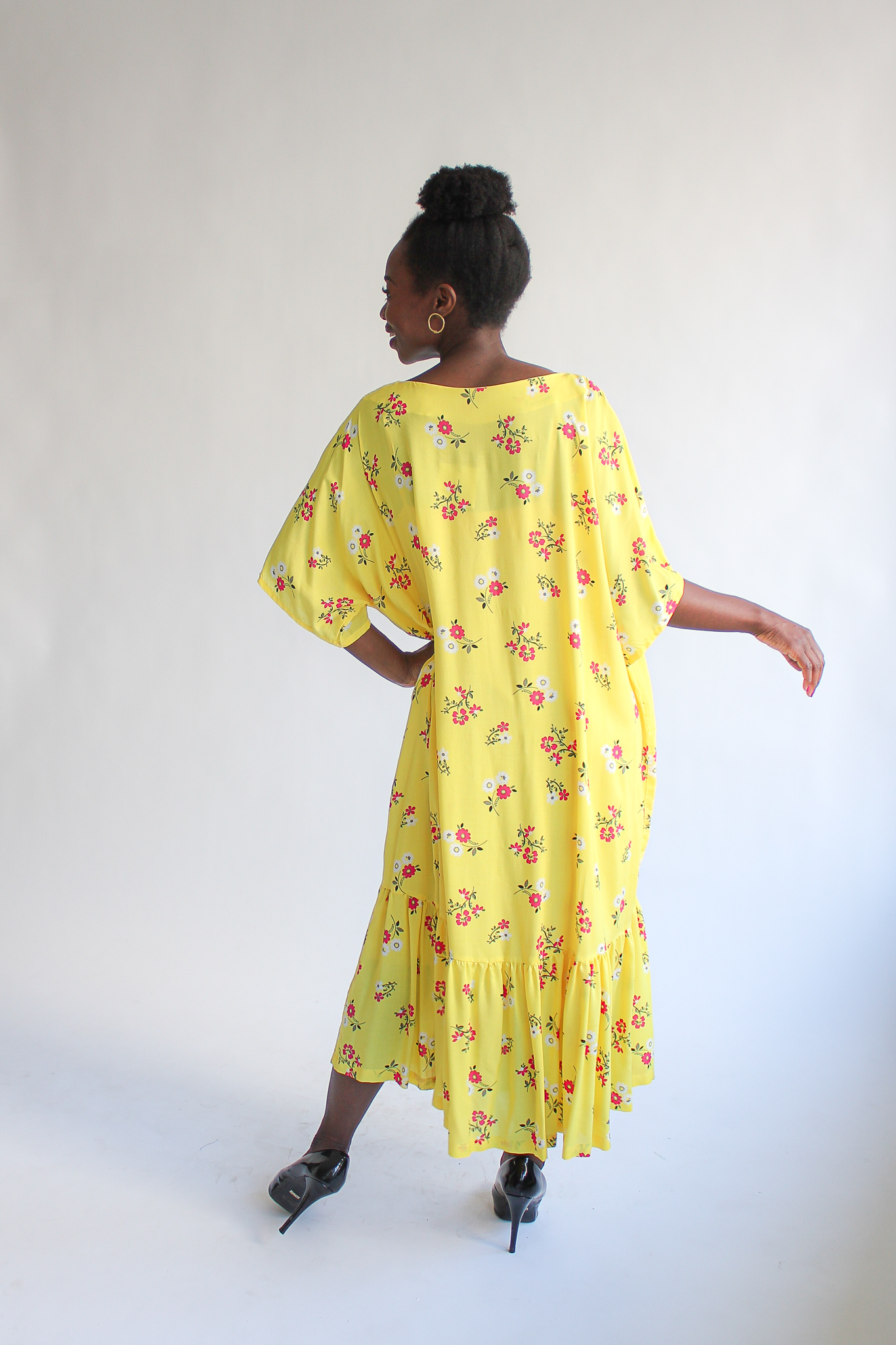Giallo fiore long t-shirt ruffle dress - Image 3