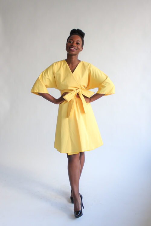 Giallo mini wrap dress