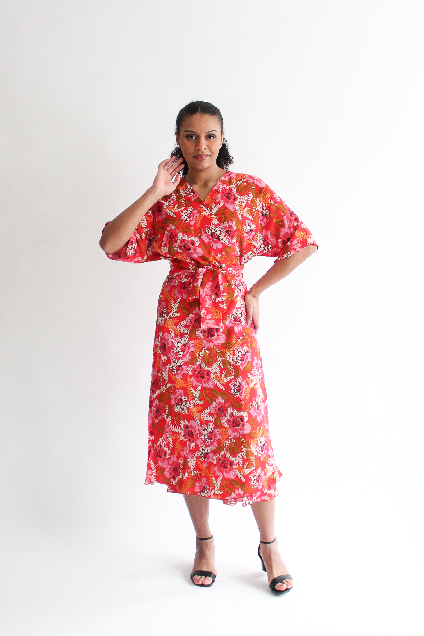Rosso tropicale midi wrap dress - Image 2