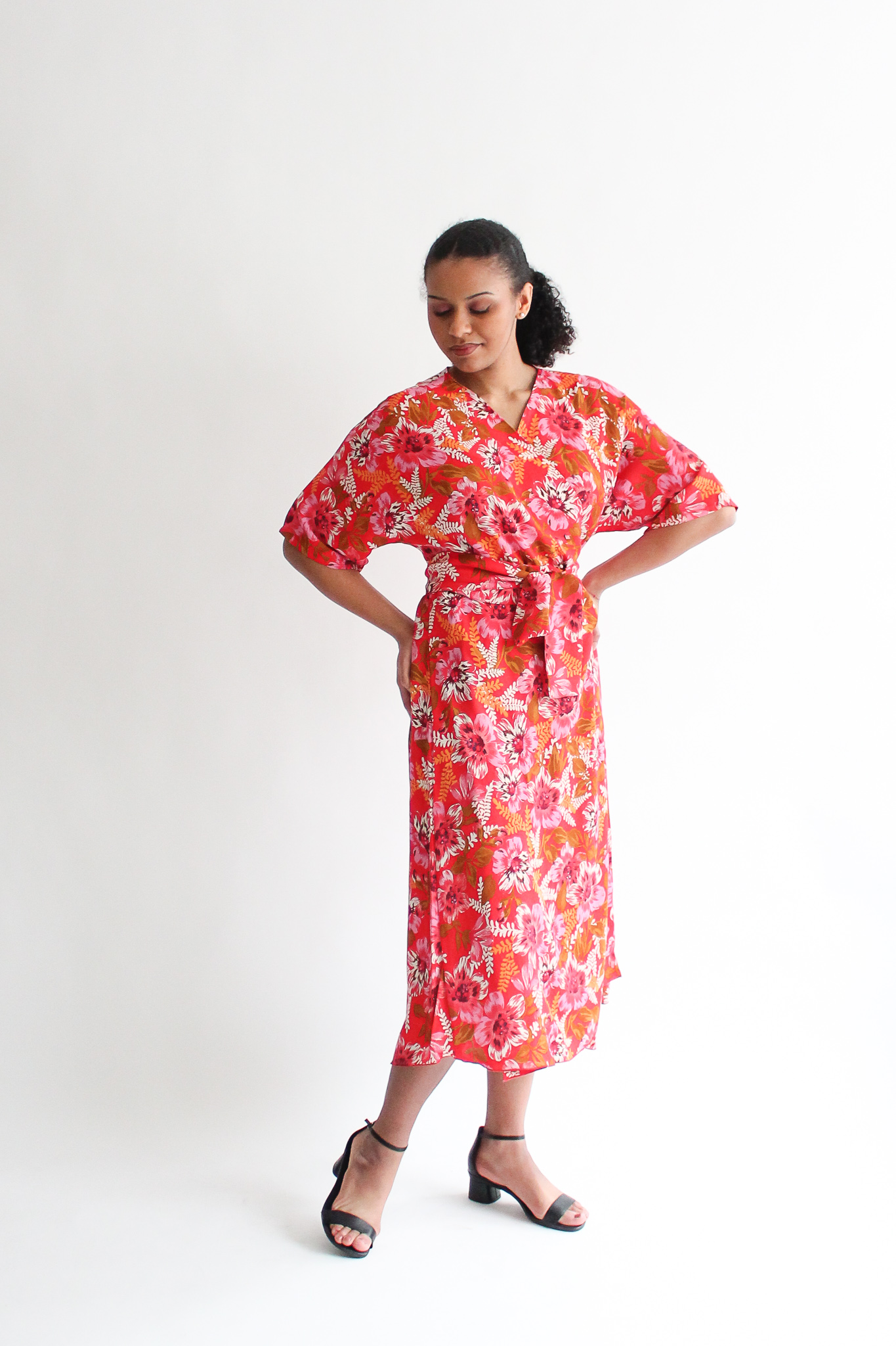 Rosso tropicale midi wrap dress - Image 3