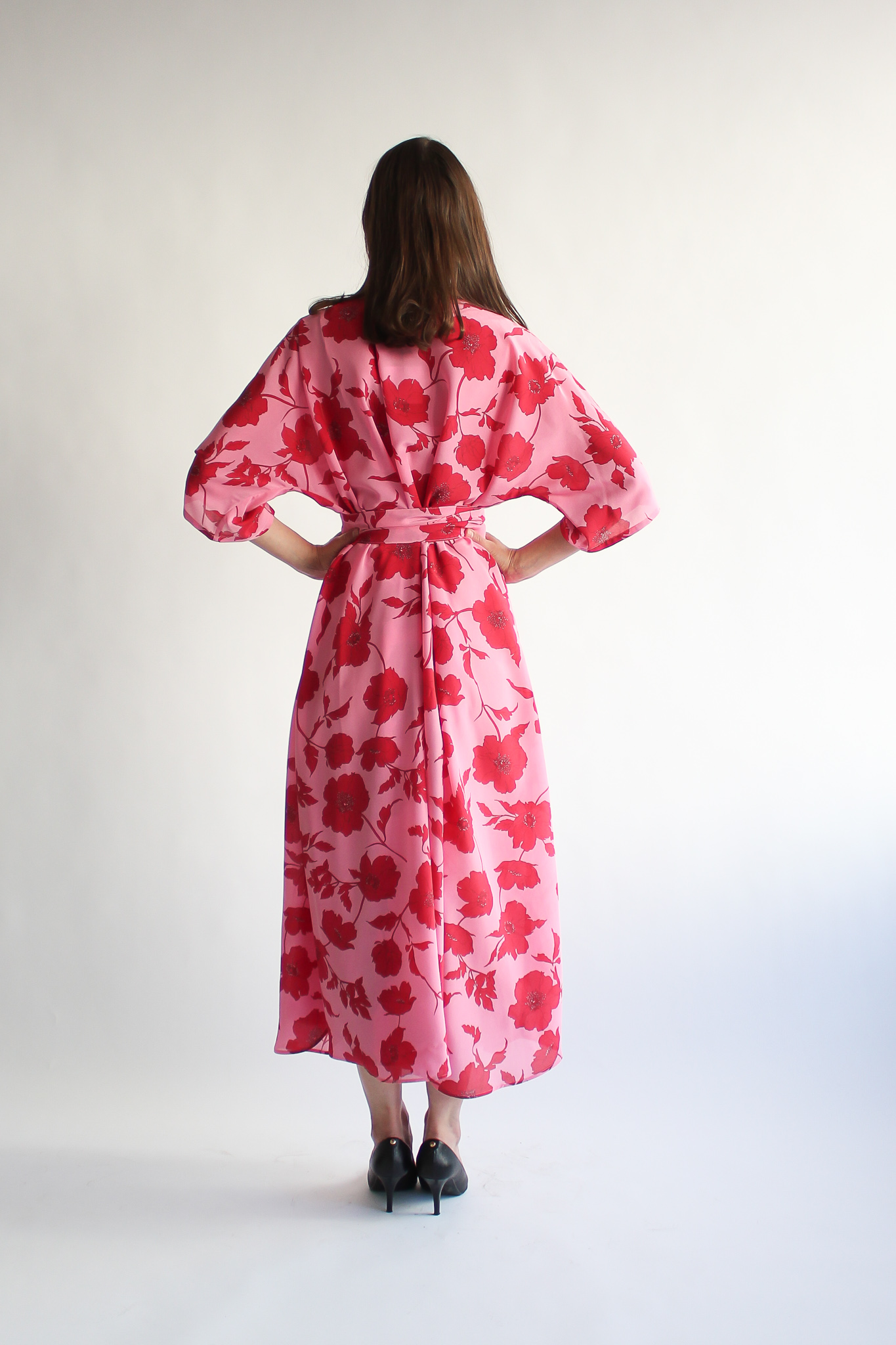 Rosso fiore 100 % silk maxi wrap dress - Image 4