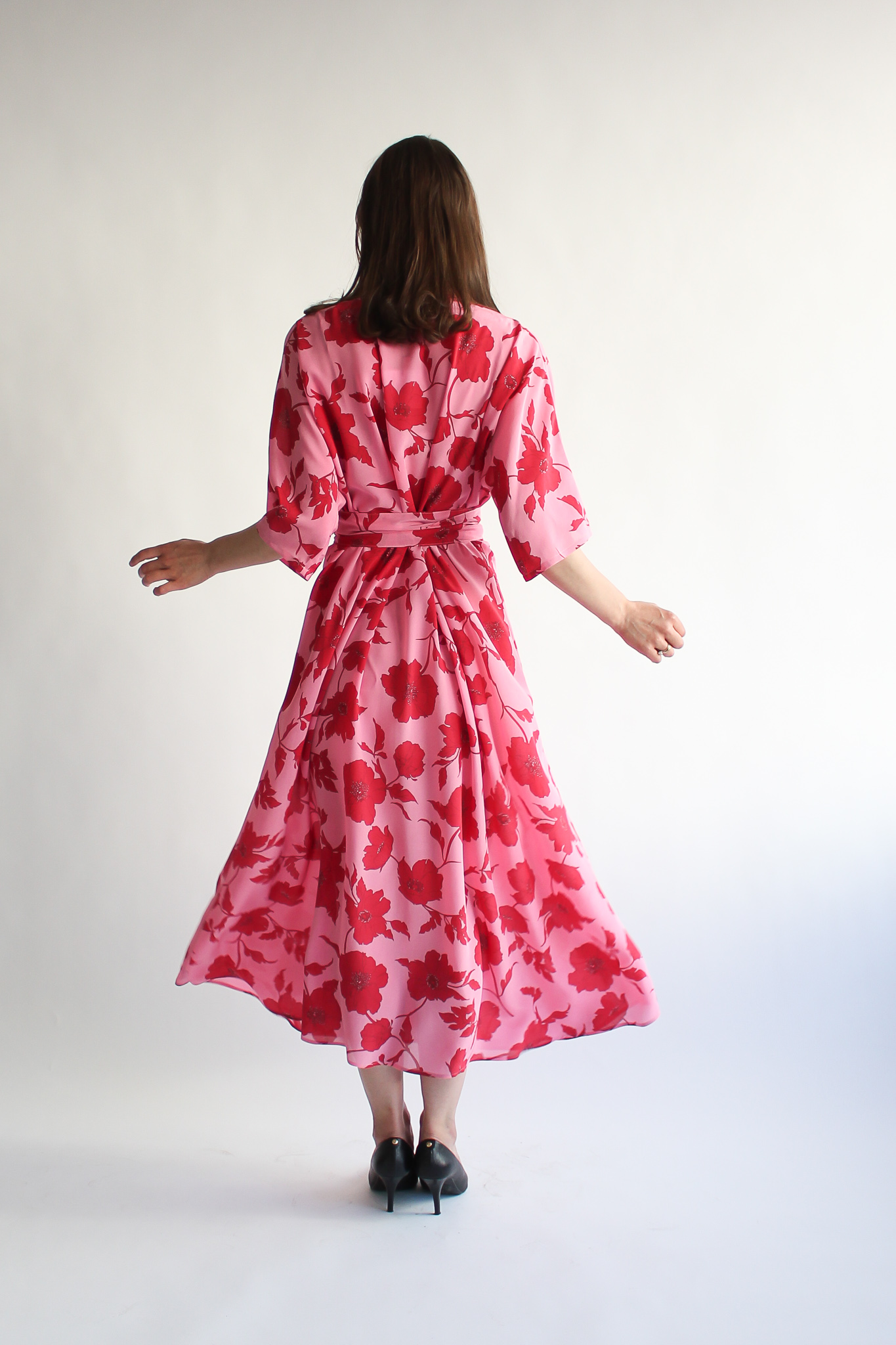 Rosso fiore 100 % silk maxi wrap dress - Image 5