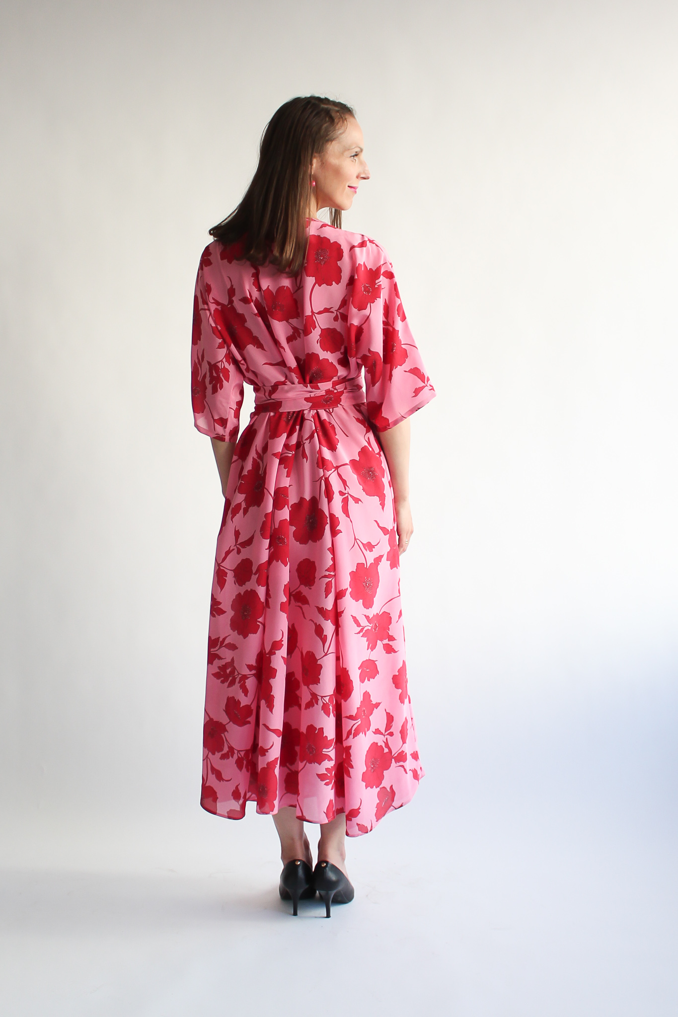 Rosso fiore 100 % silk maxi wrap dress - Image 6