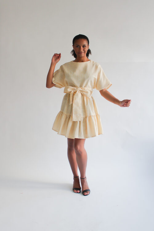 Crema double ruffle dress