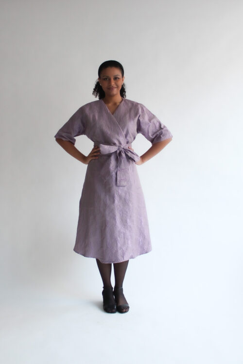 Lilla jacquard midi wrap dress