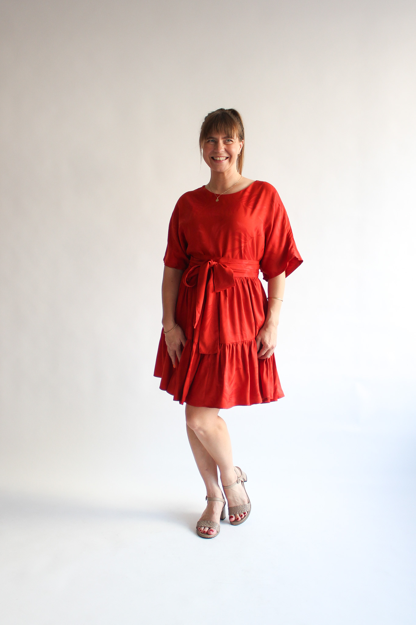 Ruggine viscose double ruffle dress